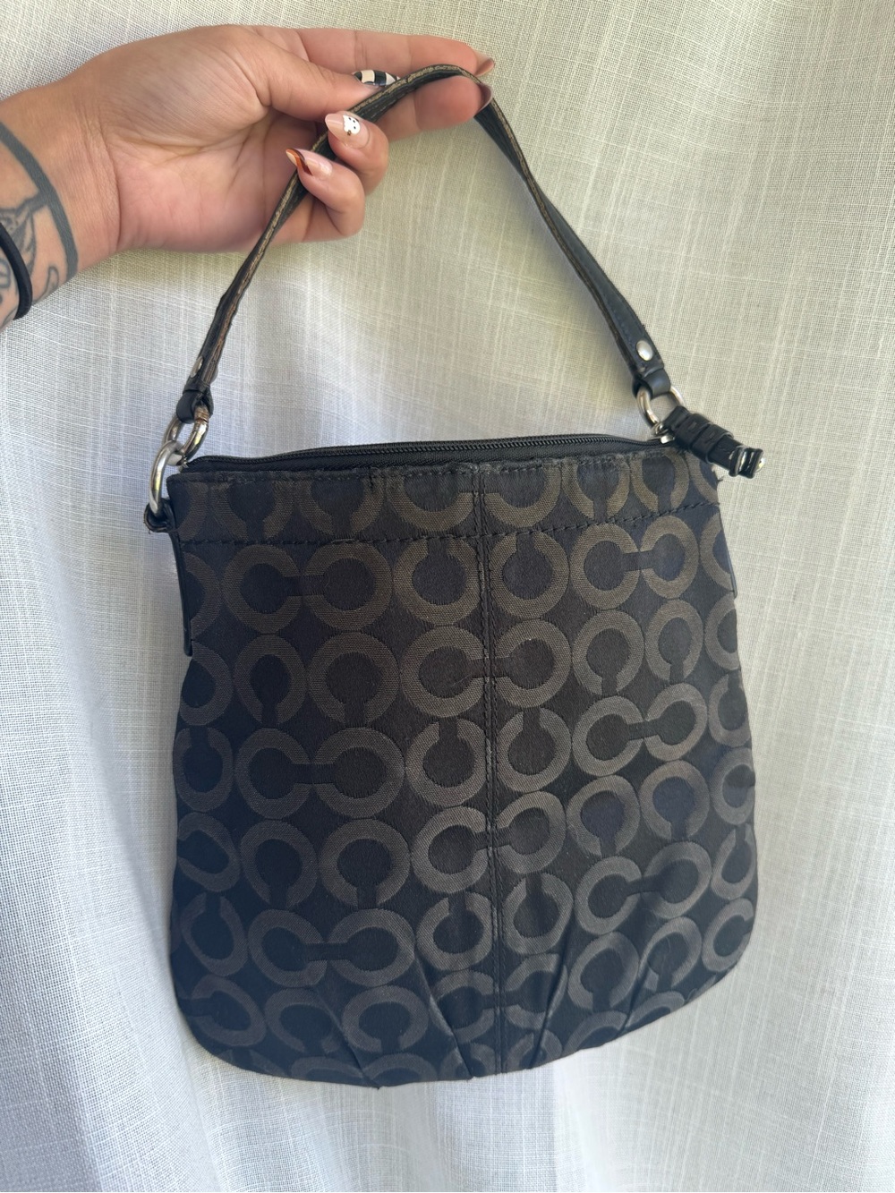 Coach 90’s Classic Black Logo Patterned Shoulder Bag